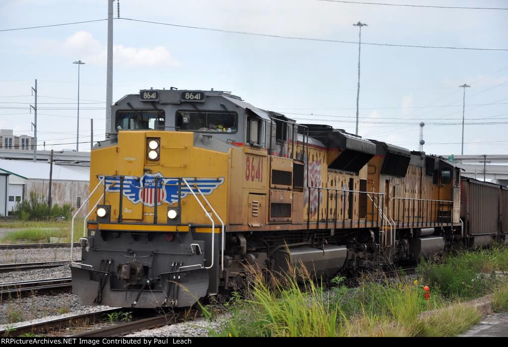 Loaded coal train rolls south